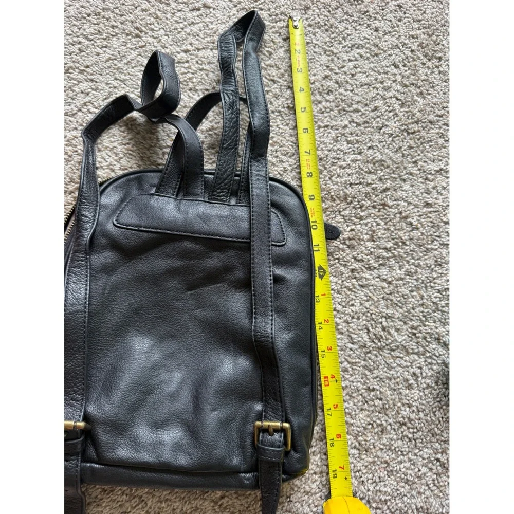 Margot Black Pebbled Leather Small Backpack Purse Minimalist Bag